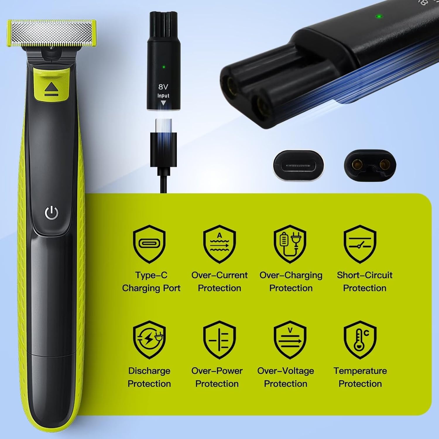 8V HQ850 Type-C Shaver Charger - Electric Shaver Rotary ulasan dan harga