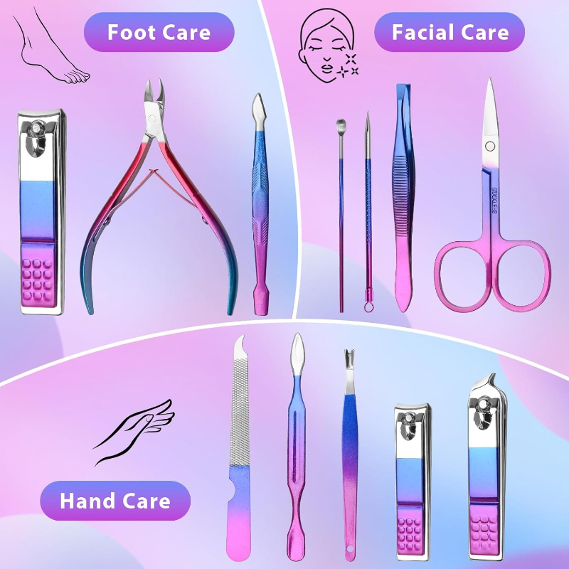 Manicure Set Nail Clippers Ped - Mens Grooming Travel Kit ulasan dan harga